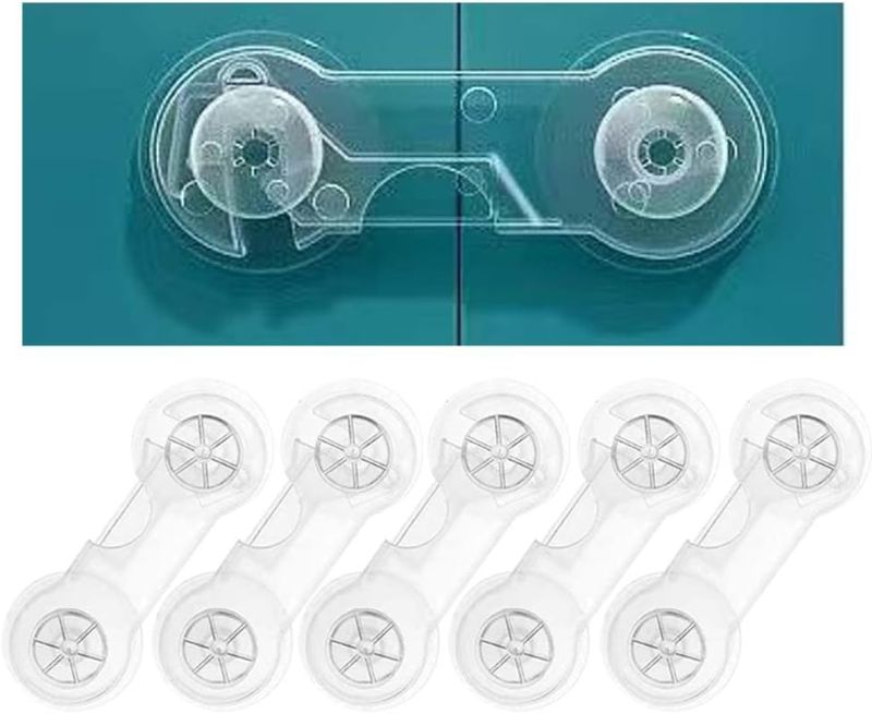 Photo 1 of Cabinet Door Locks for Baby Proof and Child Safety, Fridge Locks for Kids,Cabinet Locks with Adhesive for Drawer Cupboards Fridge Oven Closet and Pantry, Childproof Door Latch (Transparent, 5 PCS)