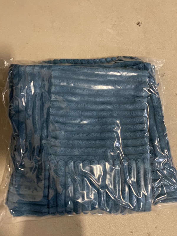 Photo 1 of Fancy Homi 2 Packs Dusty Blue Decorative Throw Pillow Covers 18x18 Inch for Living Room Couch Bed, Farmhouse Boho Home Decor, Soft Corss Corduroy Patchwork Textured Square Cushion Case 45x45cm