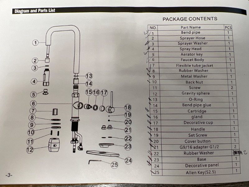 Photo 1 of Hoanmpy Kitchen Faucets with Pull Down Sprayer Finishes Vintage Colours Kitchen Faucets, 17 Inch Brass Faucet for Kitchen Sink with Deck Plate (Brushed Gold)
