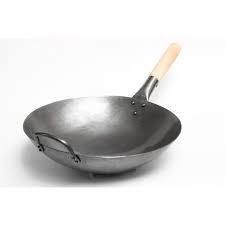Photo 1 of Craft Wok Traditional Hand Hammered Carbon Steel Pow Wok with Wooden and Steel Helper Handle (14 Inch, Round Bottom) / 731W88
