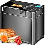 Photo 1 of KBS Premium 2LB Convection Bread Maker Dual Heaters, 710W Stainless Steel 17-in-1 Bread Machine Healthy Ceramic Pan, Nut Dispenser,Touch Panel, 3 Loaf Sizes 3 Crust Colors, 15H Timer,Low Noise,Recipes