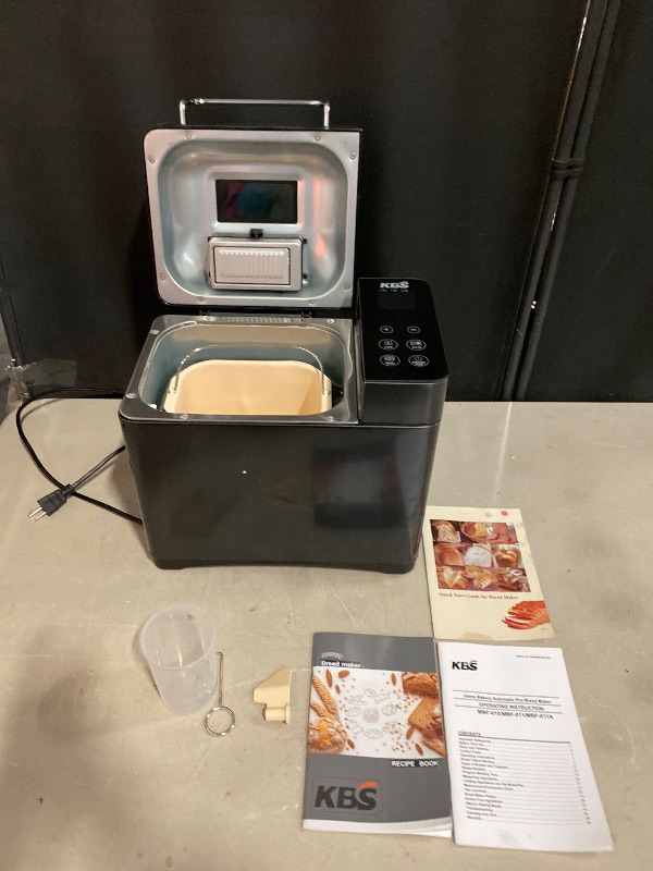 Photo 1 of KBS Premium 2LB Convection Bread Maker Dual Heaters, 710W Stainless Steel 17-in-1 Bread Machine Healthy Ceramic Pan, Nut Dispenser,Touch Panel, 3 Loaf Sizes 3 Crust Colors, 15H Timer,Low Noise,Recipes
