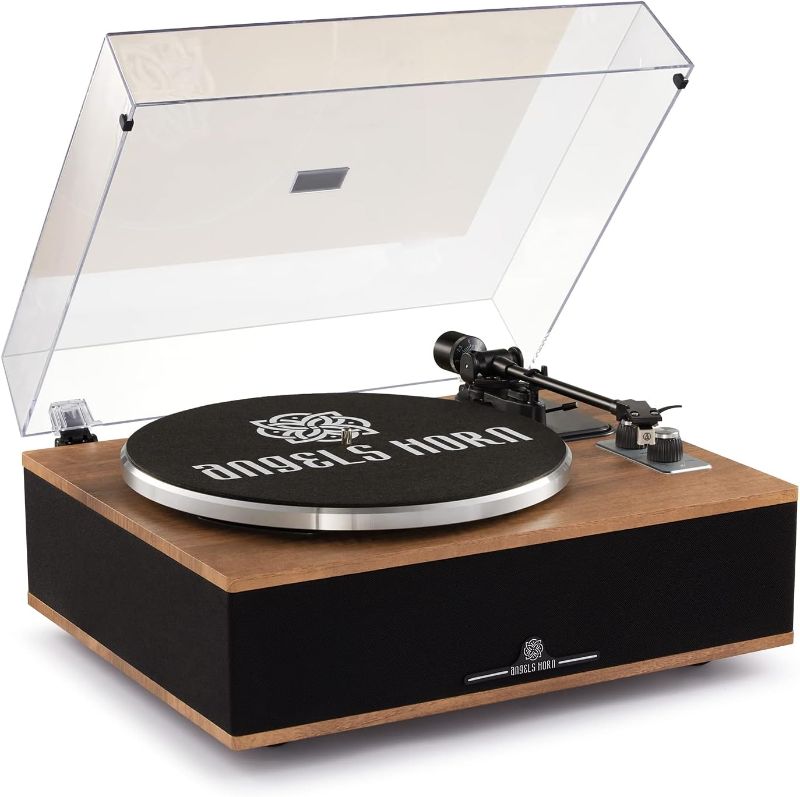 Photo 1 of ANGELS HORN Vinyl Record Player, Bluetooth Turntable with Built in Speakers Phono Preamp, High Fidelity Turntables for Vinyl Records with Magnetic Cartridge AT-3600L, Belt Drive 2-Speed