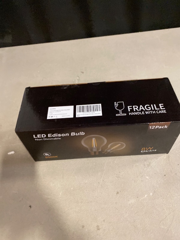 Photo 1 of dalattin A19 Vintage LED Edison Bulbs, 60W Equivalent Light Bulbs, 5000K Daylight White, Clear Glass Filament Bulb, Efficient 8W, E26 Base, 800 LM, CRI80+, Non-Dimmable for Home, Farmhouse, 12 Pack