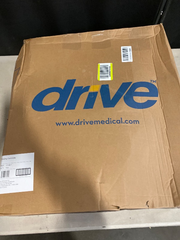 Photo 1 of Drive Medical Folding Steel Bedside Commode Chair - Portable 3-in-1 Toilet Solution - Adjustable Height - 7.5 Qt Bucket Included - Durable Powder-Coated Steel Frame - Supports Up To 350 Lb