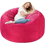 Photo 1 of Homguava 3FT Bean Bag Chair: 3' Bean Bags with Memory Foam Filled, Large Beanbag Chairs Soft Sofa with Dutch Velvet Cover-Pink