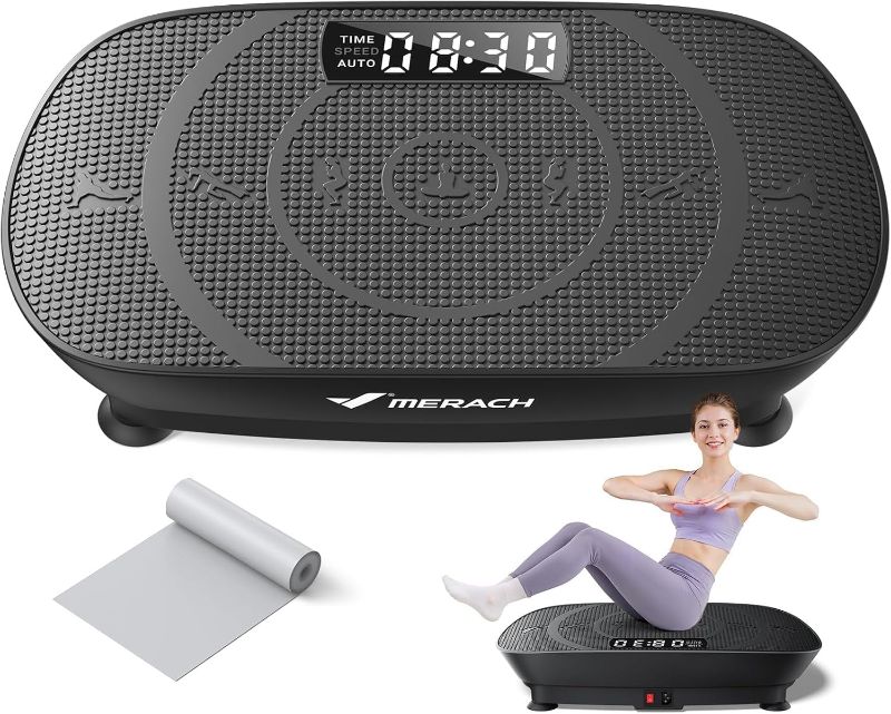 Photo 1 of MERACH Vibration Plate Exercise Machine, Whole Body Workout Equipment for Women, Bluetooth and Silicone Pedal, Vibration Plate with Auto Mode, Vibrate Fitness Platform for Home (Black)