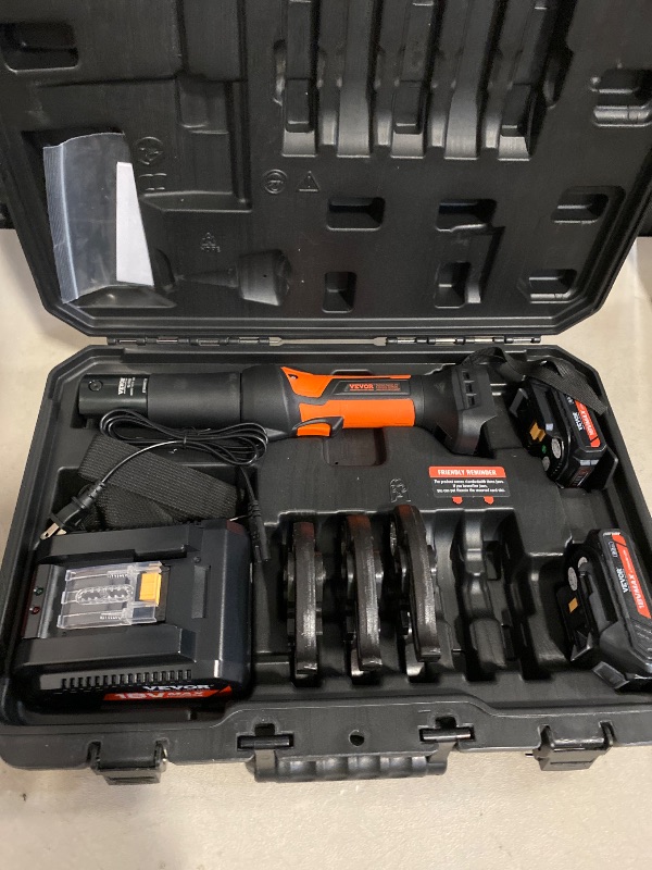 Photo 1 of VEVOR Mini ProPress Tool, 18V Electric Pipe Crimping Tool for 1/2", 3/4", 1" Copper Pipes, Press Tool Kit with 3 Pro Press Jaws, 2pcs 2AH Battery, Fast Charger & Carrying Case