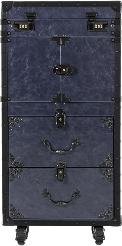 Photo 1 of Professional Barber Case with Wheels,Rolling Nail Case,Rolling Makeup Cases with Wheels & Drawers, Salon Barber Cases Traveling Cart Trunk for Makeup Artist and Hairstylist