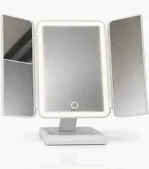 Photo 1 of Portable LED Lighted Makeup Mirror with 2x/3x/5x Magnification - 3-Section Foldable Mirror (Smart), Rechargeable - for travel, for &, Plastic Mirror for /
