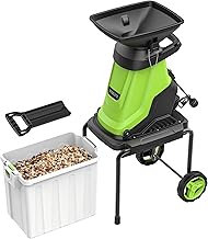 Photo 1 of 15 Amp Electric Wood Chipper Shredder with 50L Collection Bin & Push Stick,1.8 Inch Cutting Diameter,1800w High Efficiency Electric Mulcher Shredding Machine for Yard Waste, Branches, Leaves, Green