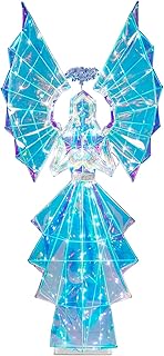 Photo 1 of 5.5ft Pre- Lighted Angel, Prismatic Iridescent Angel Outdoor Christmas Decorations with 110 LED Lights, Plug-in Giant Xmas Angel for Yard, Garden, Porch, Outdoor Holiday Decor