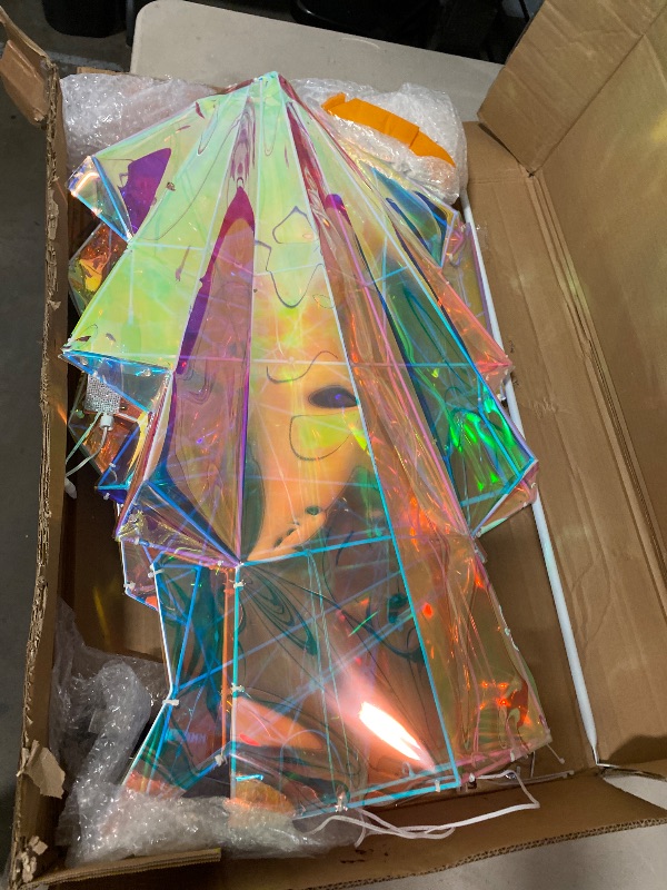 Photo 1 of 5.5ft Pre- Lighted Angel, Prismatic Iridescent Angel Outdoor Christmas Decorations with 110 LED Lights, Plug-in Giant Xmas Angel for Yard, Garden, Porch, Outdoor Holiday Decor