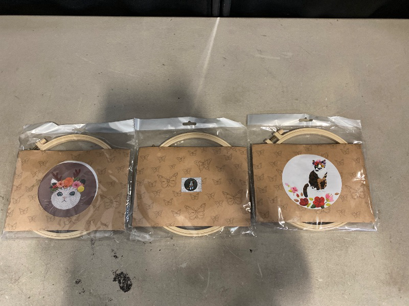 Photo 1 of Mozzyyee 3PCS Embroidery Starter kit, DIY Adult Beginner Embroidery Kits, Including Cloth with Cat Patterns, Colored Threads, Needles, Hoops and Instructions, Gift for Cat Lover