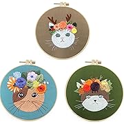 Photo 1 of Mozzyyee 3PCS Embroidery Starter kit, DIY Adult Beginner Embroidery Kits, Including Cloth with Cat Patterns, Colored Threads, Needles, Hoops and Instructions, Gift for Cat Lover