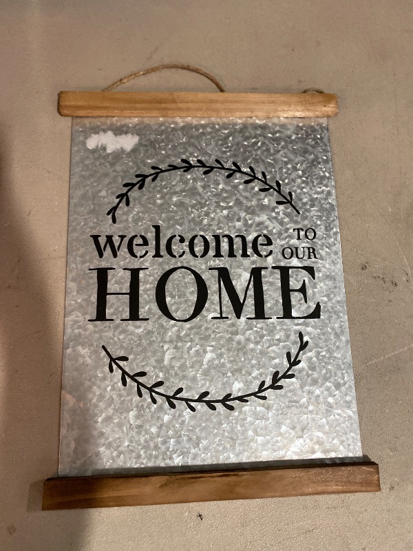 Photo 1 of 16" Galvanized Tin Home Sign- Welcome Home