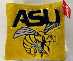 Photo 1 of Alabama State University Hornets mascot throw pillow. 