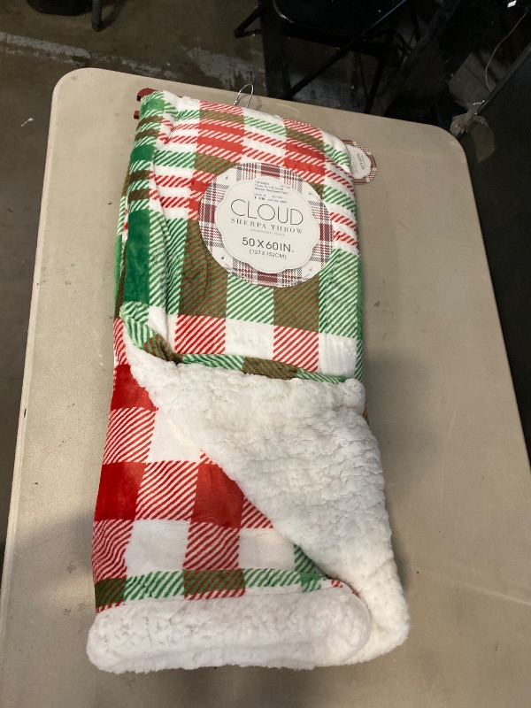 Photo 1 of Cloud Plaid Sherpa Throw