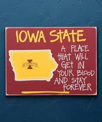 Photo 1 of  Iowa State University decorative wall sign featuring a map of Iowa and the school's team logo. 