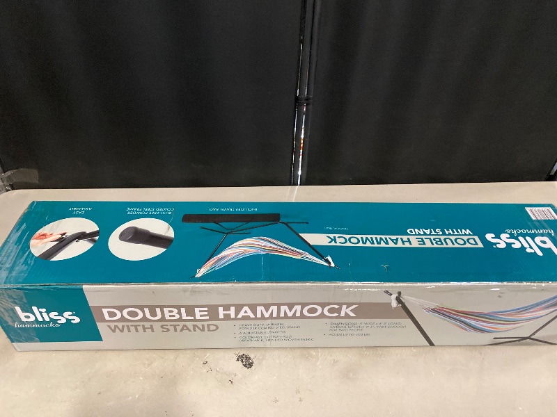 View 3 of Bliss Hammocks 60" Wide Hammock & Built-in Stand w/Carrying Case & Hanging Hardware Indoor, Outdoor, Poolside, Patio, Backyard Heavy Duty, Strong & Durable 400 Lbs Capacity (BHST-401-TF)