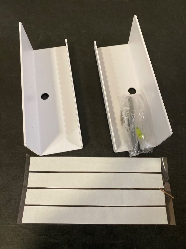Photo 1 of 2 Pack Acrylic Wall Floating Shelves, White Adhesive Organizer, 11.8“ Acrylic Floating Bookshelves, Wall Display Shelve for Bedroom, Gaming Room, Living Room, Bathroom, Office