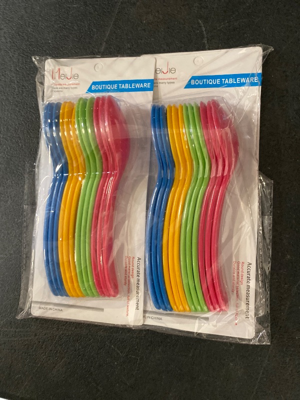 Photo 1 of 2 pack 12 Pcs Food Grade Plastic Baby Spoons Infants Training Learning Food Feeding Scoop Utensil Tableware for Children Toddler Dinnerware Cutleryack