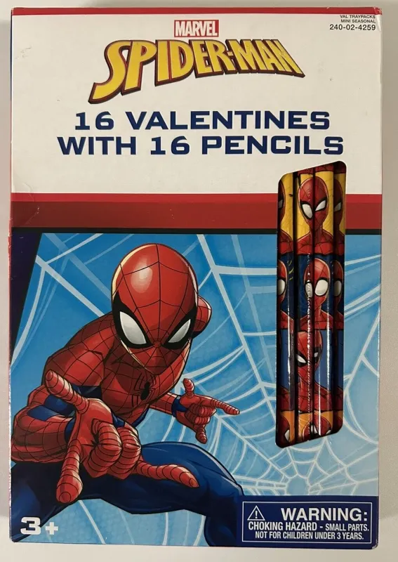 Photo 1 of 2Pack Spiderman Valentines Day Cards 16 Valentine's Day Cards with 16 Pencils