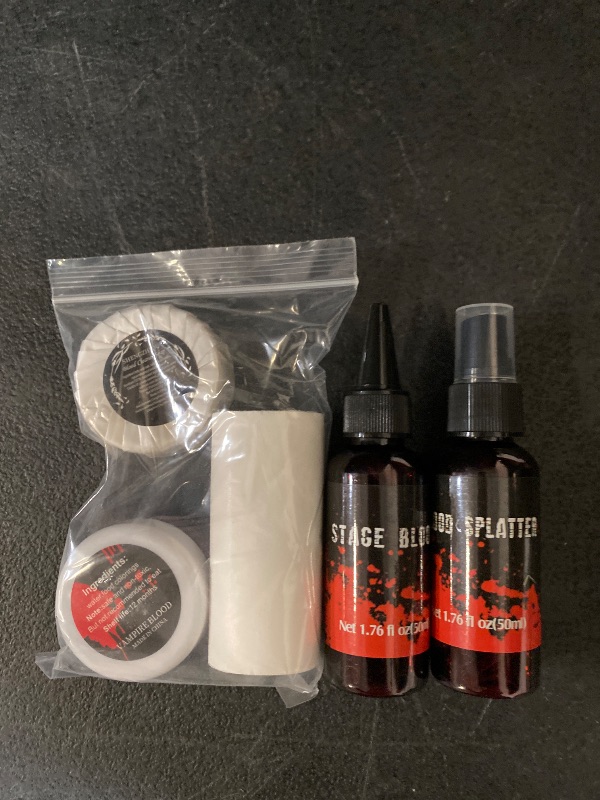 Photo 1 of 2PCS Halloween Fake Blood Makeup Kit,Fake Blood Spray 1.76oz + Dripping Blood 1.76oz, Realistic Washable Special Effects SFX Makeup Set, for Zombie Vampire Monster Cosplay Mouth Clothes Dress Up
