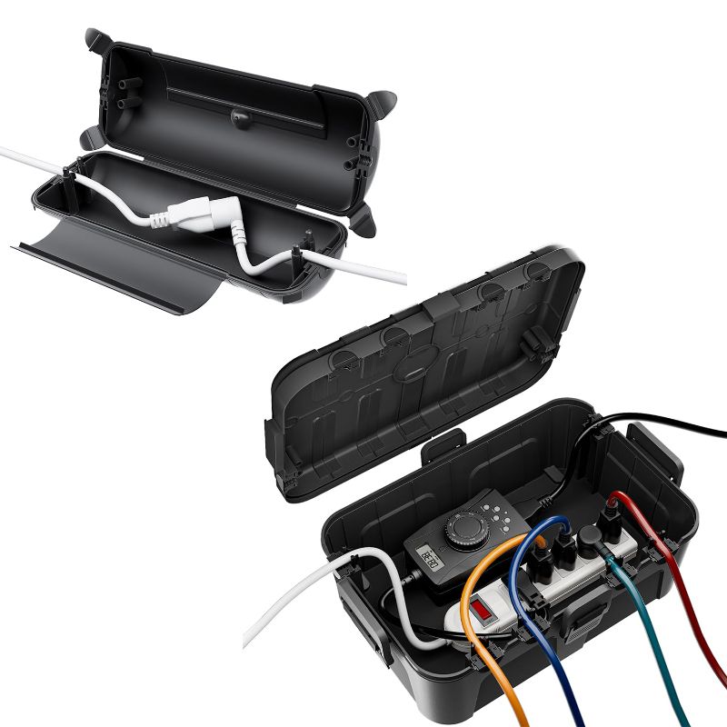 Photo 1 of Large Outdoor Electrical Box (12.5 x 8.5 x 5 inch), IP54 Waterproof Outlet Box, Medium Outdoor Extension Cord Safety Box Weatherproof (11.4 x 4.3 x 3 inch), Black