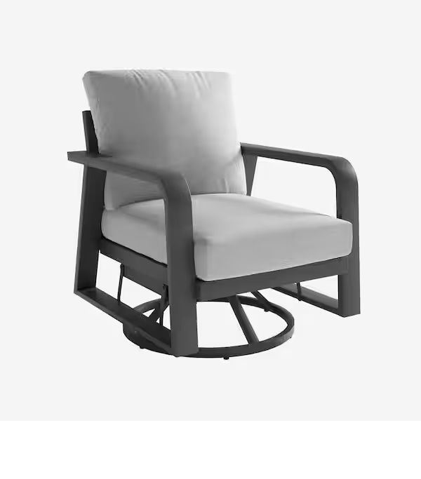 Photo 1 of Cushions for Aluminum Outdoor Swivel Rocker Chair with Matching Side Table Patio Furniture Bundle,360° Glider Swivel Rocking Chairs for Porch Deck Balcony Garden for Backyard ( Gray)