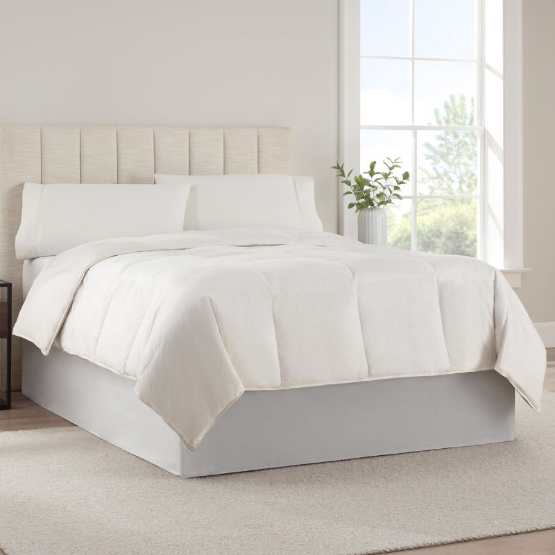 Photo 1 of (Q) SERTA Modern Solid Bed Skirt, Hotel Quality Dust Ruffle with 13 Inch Drop, Machine Washable, Queen, Light Grey