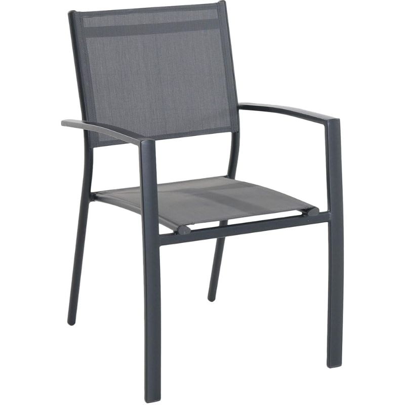 Photo 1 of 2-Piece Grey Durable Mesh Outdoor Dining Chairs