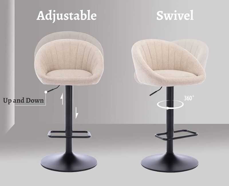 Photo 1 of Adjustable Swivel Bar Stools Set of 2 Modern Counter Height Barstools with Low Back Comfy Upholstered Kitchen Island Bar Chairs with Metal Footrest for Home Bar/Dining Room, Beige
Visit the EALSON S