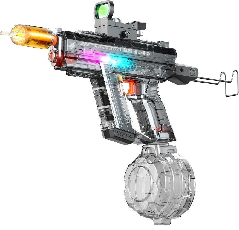 Photo 1 of Automatic Electric Water Gun with LED Effects, Auto Water Suction Powerful Squirt Guns Pistol for Adults Kids, Auto Water Blaster Pistol Outdoor Summer Toys for Pool Beach Party (Dark Grey)