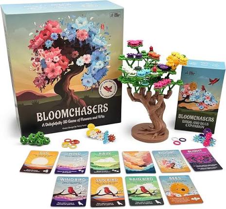 Photo 1 of Bloomchasers 3D Flower Stacking Tree Building Board Game + Expansion Combo | Families and Adults, Light Strategy, Beautiful, Fun & Competitive, Base Game + Expansion, 1-6 Players, Age 12+