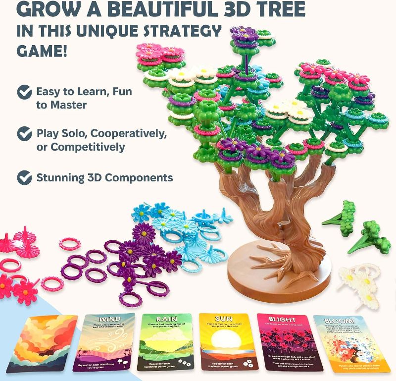 Photo 1 of Bloomchasers 3D Flower Stacking Tree Building Board Game + Expansion Combo | Families and Adults, Light Strategy, Beautiful, Fun & Competitive, Base Game + Expansion, 1-6 Players, Age 12+