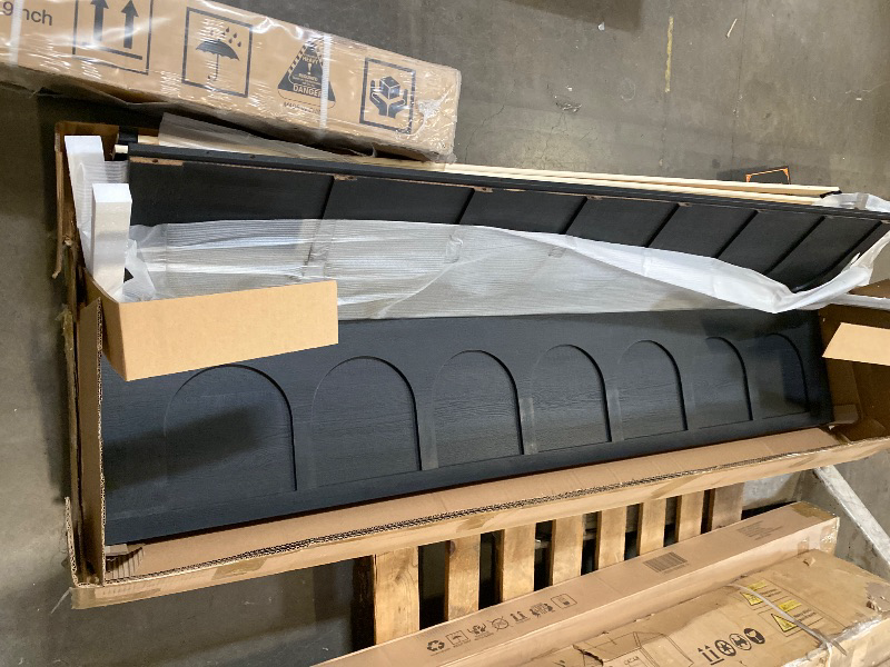 Photo 1 of Modern King Size Bed Frame, 52" Tall Arched Recessed Headboard