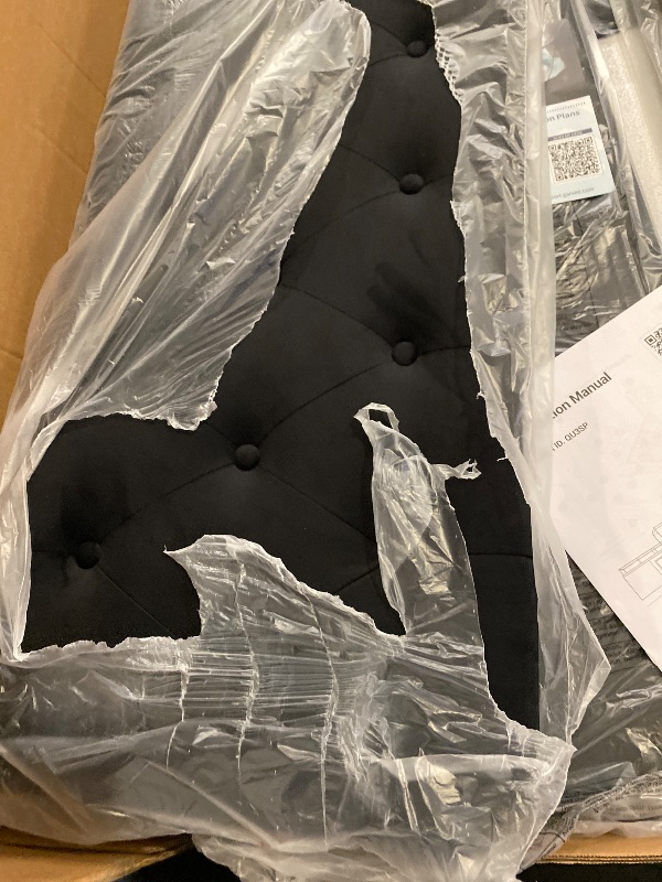 Photo 1 of Garvee King Size Velvet Upholstered Platform Bed Frames with Strong Wood Slats Support and Tall Wingback Headboard/ Noise Free No Box Spring Needed Black