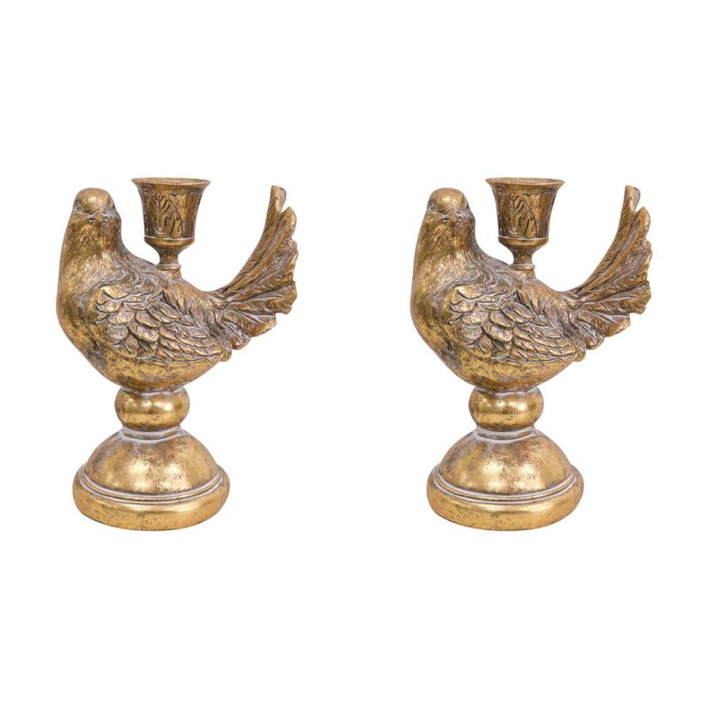 Photo 1 of 2PK LVD Candle Holder Bird Decorative Home Decor Ornament Statue 12x16.5cm