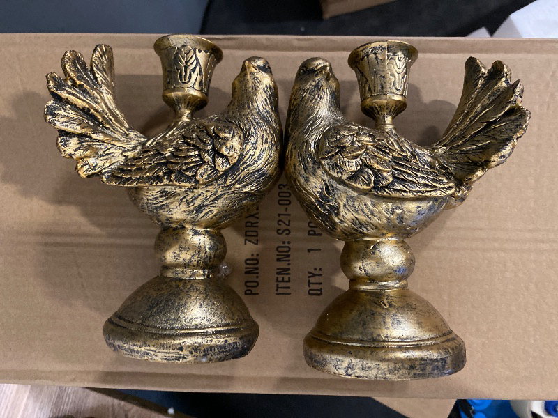 Photo 1 of 2PK LVD Candle Holder Bird Decorative Home Decor Ornament Statue 12x16.5cm