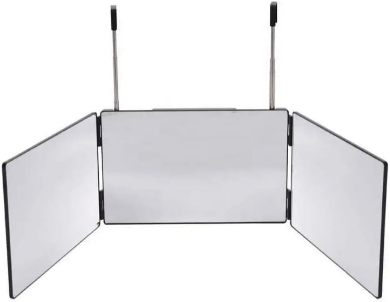 Photo 1 of Folding Mirror with Three Panels and Adjustable Hooks