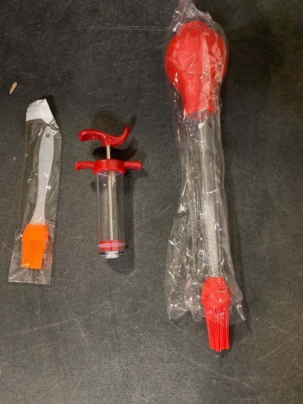 Photo 1 of Plastic Meat Injector, Turkey Injector Syringe, Marinade Injector Turkey Injection Kit, Meat Injectors for Smoking, BBQ Grill Injector, Red 1oz (1 Injector 1 Needle)