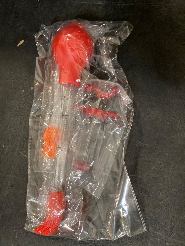 Photo 1 of Plastic Meat Injector, Turkey Injector Syringe, Marinade Injector Turkey Injection Kit, Meat Injectors for Smoking, BBQ Grill Injector, Red 1oz (1 Injector 1 Needle)