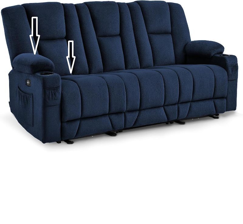 Photo 1 of Left Back seat and arm ONLY for MCombo Zero Gravity 3 Seater Power Reclining Sofa, Heat and Vibration Massage, Recliner Couch for Living Room, Fabric 6035SET (Navy Blue, 3 Seater)