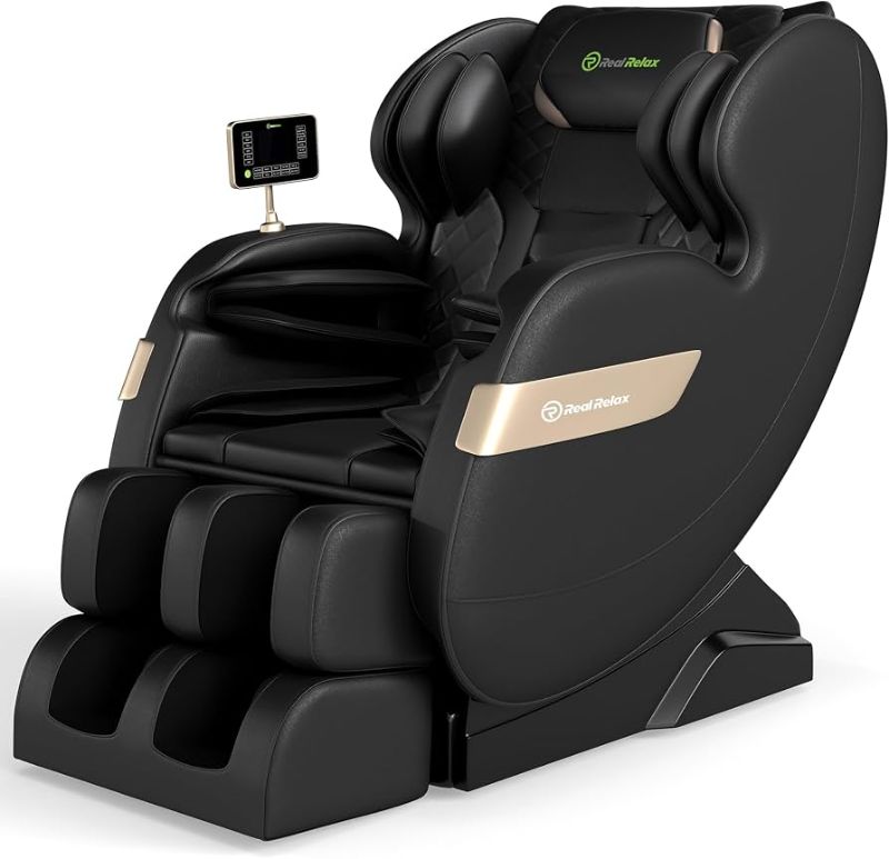 Photo 1 of Box 1 of 2 ONLY To Real Relax Massage Chair Full Body of Dual Core S Track,Zero Gravity Realiner with App Control,Bluetooth,Foot Roller,Home or Office Use,Black and Gold