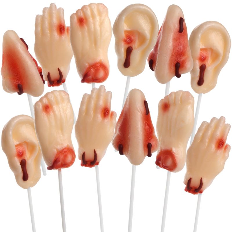 Photo 1 of Halloween Body Parts Candy, Individually Wrapped Lollipops, Trick or Treat Candies and Goodie Bag Fillers, 12 Count