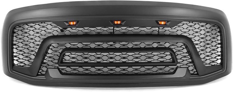 Photo 1 of Fit 2006-2008 Dodge Ram 1500; 2006-2009 Ram 2500 3500 Grille | IKON MOTORSPORTS, Matte Black ABS Mesh Front Bumper Hood Upper Grill Guard with Signal Lights