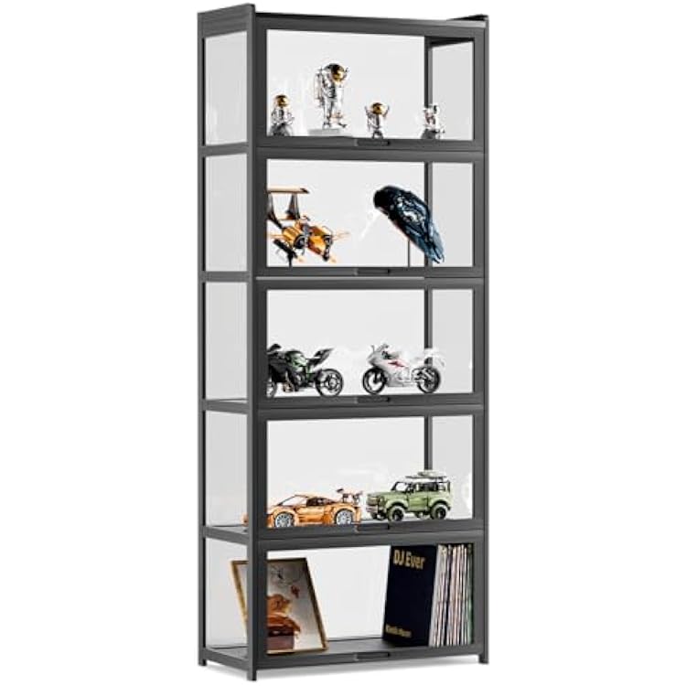 Photo 1 of MoNiBloom 67.5" Curio Display Cabinet with Doors, 5-Tier Bamboo Showcase Storage Cabinet Shelf Collectibles Toy Display Case for Living Room, Natural