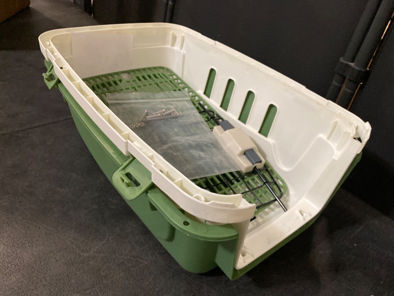 Photo 1 of 18-Inch 2-Door Top Loading Cat Carrier, Plastic Dog Crate Hard-Sided Dog Travel Carrier for Small Dogs and Cats, Ventilation and Security Lock Design for Pets up to 10 lbs (Green)