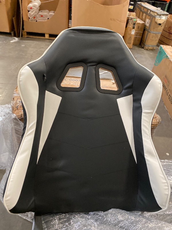 Photo 1 of (Parts For )Gaming Chair with Headrest & Lumbar Support Ergonomic Computer Racing Chair with Footrest, Adjustable Hight Leather Swivel Computer Chair for Adult Teen Office or Gaming, White